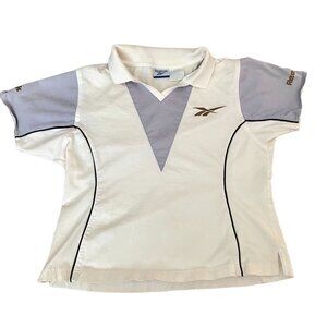 Vintage 80s/90s Women's White Purple Reebok Polo Shirt S/M